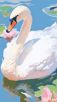 Swan painting cartoon animal.