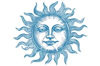 Antique of sun drawing sketch blue.