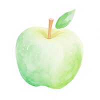Crayon texture illustration of green apple fruit plant food.