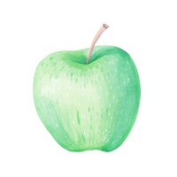 Crayon texture illustration of green apple fruit plant food.