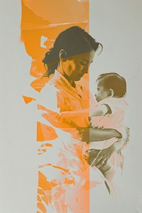 Mother painting collage adult.