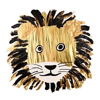 Lion face ripped paper white background representation creativity.