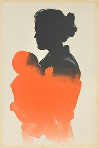 Mother silhouette painting art.