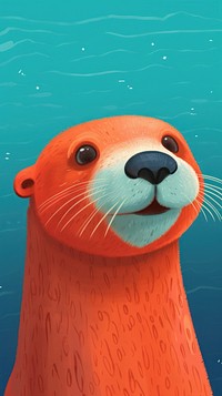 Cute otter wildlife cartoon animal.