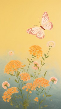 Butterfly with flowers painting plant petal.