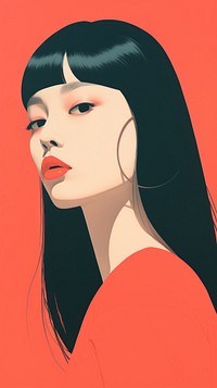 Modern Chinese woman art portrait drawing.