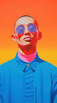 Chinese man art sunglasses portrait.
