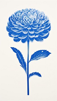 Chinese flower blue and white dahlia plant art.