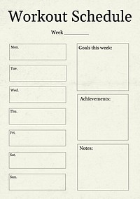 Workout schedule planner template design