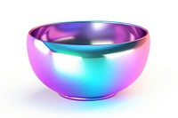A drump icon iridescent bowl white background futuristic.