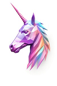 A minimal Unicorn icon iridescent animal mammal white background.