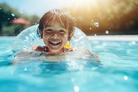 Swimming recreation portrait outdoors. AI generated Image by rawpixel.