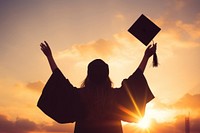 Graduation female adult backlighting. AI generated Image by rawpixel.