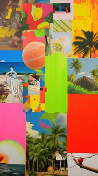 Summer theme collage art painting.