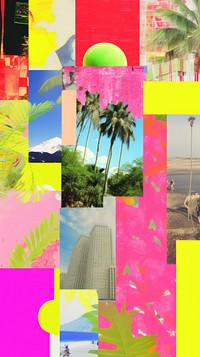 Summer theme collage art outdoors.