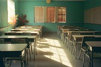 A classroom architecture furniture building.