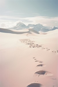 A snow moutain tranquility landscape footprint.