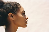 Closeup mixed race american-african woman face skin photography portrait.