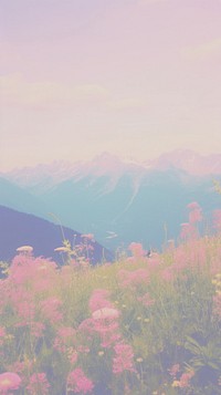 Flower landscape mountain outdoors. AI generated Image by rawpixel.