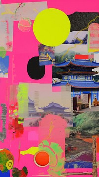 Chinese theme collage art painting.