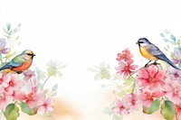 Painting birds border nature animal flower.