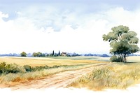 Landscape painting nature countryside.