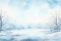 Winter top border landscape outdoors painting.