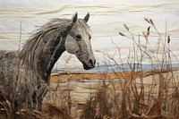 Farm horse landscape painting animal.
