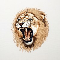 Embroidery lion roar wildlife drawing animal.
