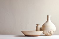 A minimal off-white dish pottery porcelain vase.