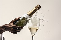 Bottle champagne holding glass. AI generated Image by rawpixel.