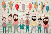 Birthday party embroidery cartoon pattern.