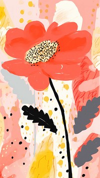 Memphis flower copyspace art painting nature. AI generated Image by rawpixel.