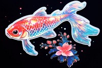 Koi fish glitter sticker animal carp creativity.