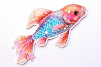 Koi fish glitter sticker animal white background representation.