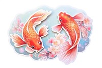 Koi fish glitter sticker animal carp white background.