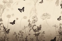 Butterfly toile wallpaper pattern flower.