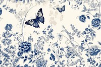 Butterfly toile wallpaper pattern line.