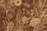 Dry flowers toile wallpaper pattern art.