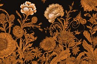Gold carnation toile wallpaper pattern art.