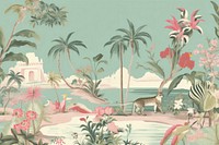 Tropical beach toile painting outdoors nature.