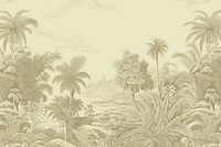 Tropical toile landscape drawing nature.