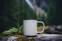 Mug mockup forest coffee drink.