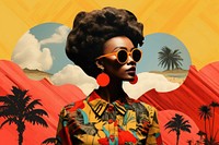 Collage Retro dreamy african art sunglasses painting.