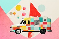 Collage Retro dreamy ambulance vehicle van car.