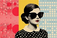 Paper collage sunglasses portrait pattern.