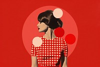 Collage Retro dreamy woman pattern adult red.