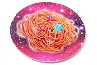 Spaghetti glitter sticker noodle pasta plate.