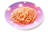 Spaghetti glitter sticker pasta plate food.