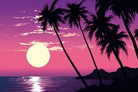 Palm tree at sunrise purple outdoors sunset.